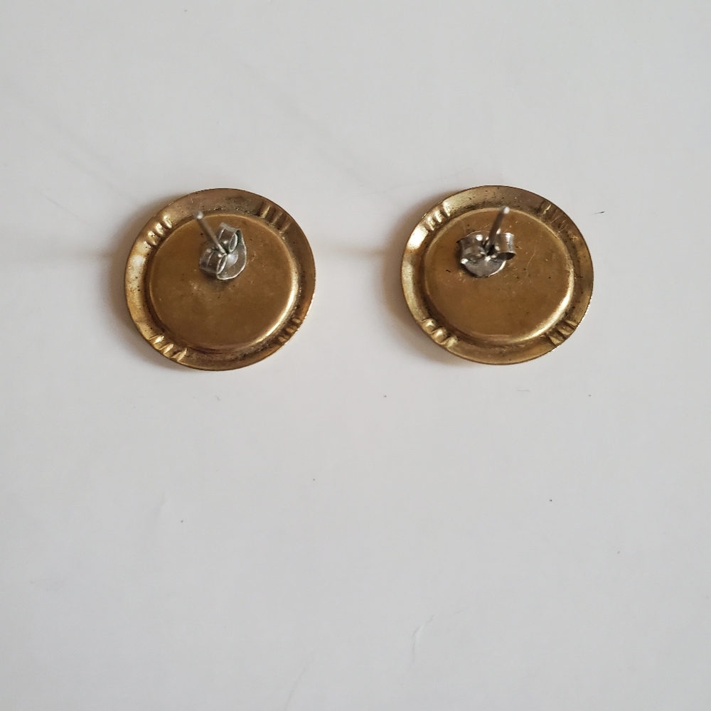 Vintage Purple Gold Stud Earrings - Picture 2 of 2